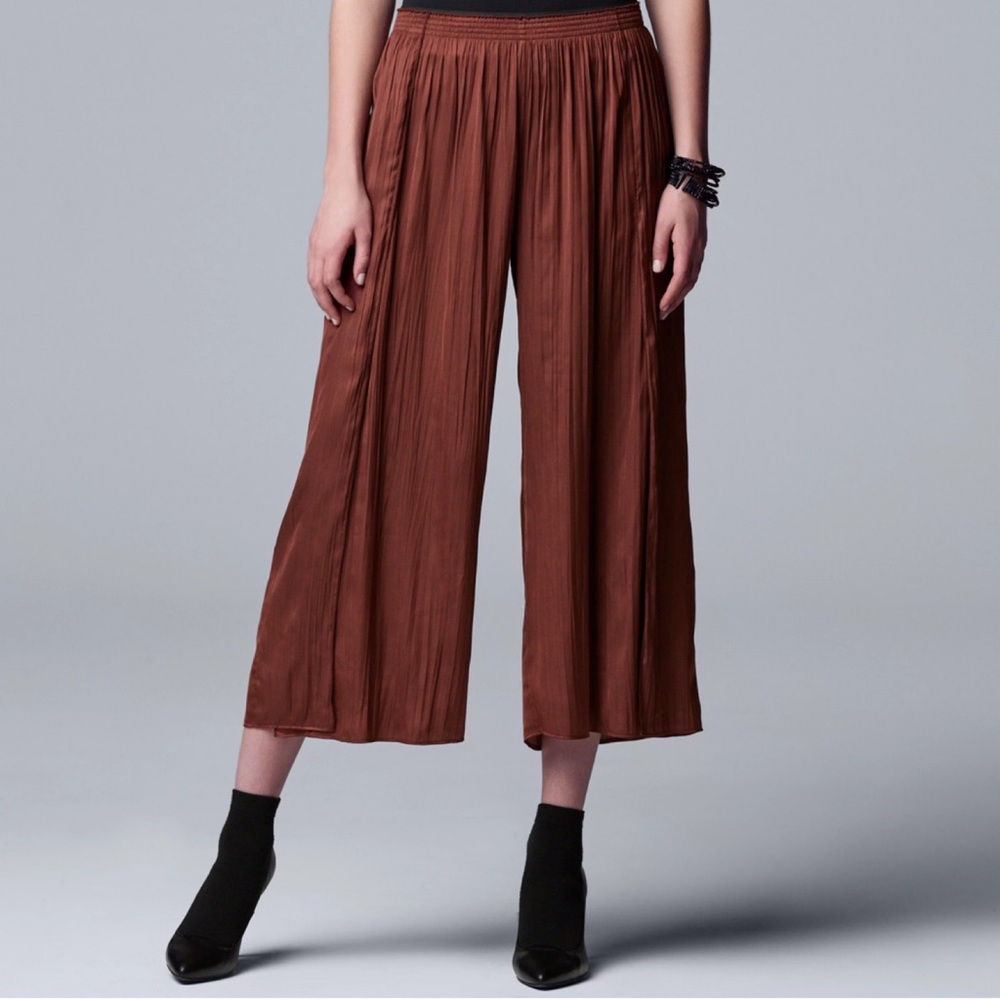 Simply Vera Vera Wang Women’s Wide-Leg Soft Crinkle Crop Pants Brick Rust‎ XXL